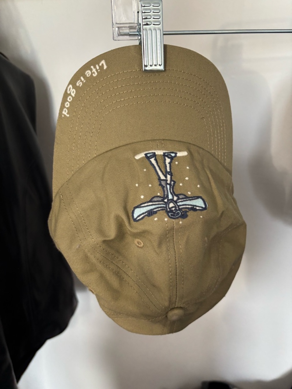 Life Is Good Olive Green Baseball Cap with Snowboarder